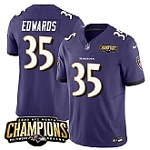 Men & Women & Youth Baltimore Ravens #35 Gus Edwards Purple 2023 F.U.S.E. AFC North Champions Vapor Limited Jersey,baseball caps,new era cap wholesale,wholesale hats